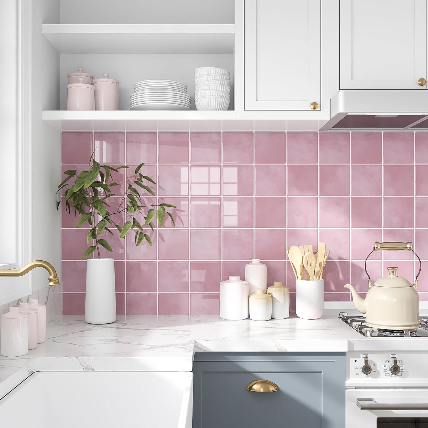 VEELIKE Cream Beige Peel and Stick Backsplash for Kitchen Square Peel and Stick Tile Backsplash 6 Sheets Self Adhesive Back Splash Tiles for Bathroom Waterproof Ceramic Wall Tile Stickers 12''x12''