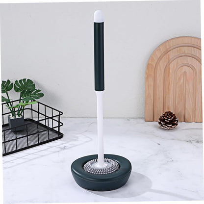 HEALLILY 1set Silicone Toilet Bowl Brush with Holder Effortless Cleaning Tool for Bathroom Quick Drying Design with Drainage and Resilient Cleaning Accessory for Toilet Maintenance