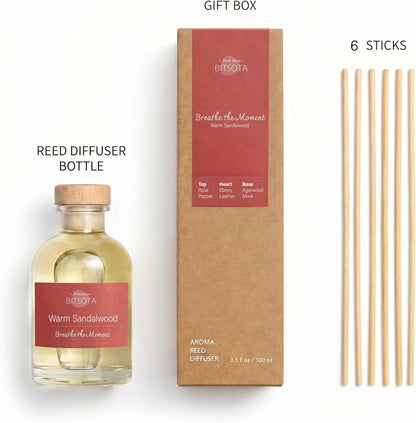Natural Reed Diffuser Set, Fresh Lemon 3.52 oz (100ml) Scented Diffuser with Sticks Home Fragrance Reed Diffuser for Bathroom Shelf Decor, Ideal Gift for Woman