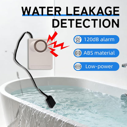 3 Pack Water Leak Detector Alarm, 120dB Loud Water Sensor Alarm with 47in Detection Cable, Battery Powered Leak Detector with Suction Cup for Basement, Bathroom, Kitchen, Under Sink, Garage