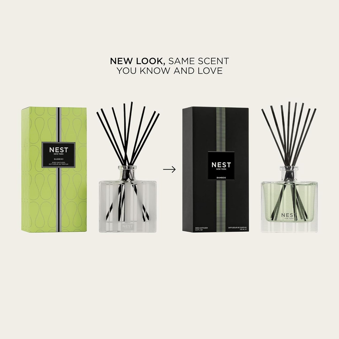 NEST New York Reed Diffuser, Moroccan Amber - 5.9 fl oz - Fragrance for Up to 90 Days - Reusable, Refillable Glass Holder - Includes 8 All-Natural Reed Sticks - Flame Free