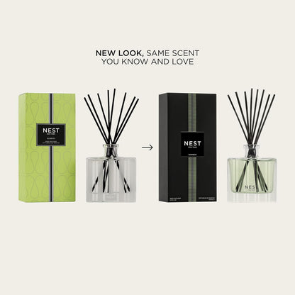 NEST New York Reed Diffuser, Moroccan Amber - 5.9 fl oz - Fragrance for Up to 90 Days - Reusable, Refillable Glass Holder - Includes 8 All-Natural Reed Sticks - Flame Free