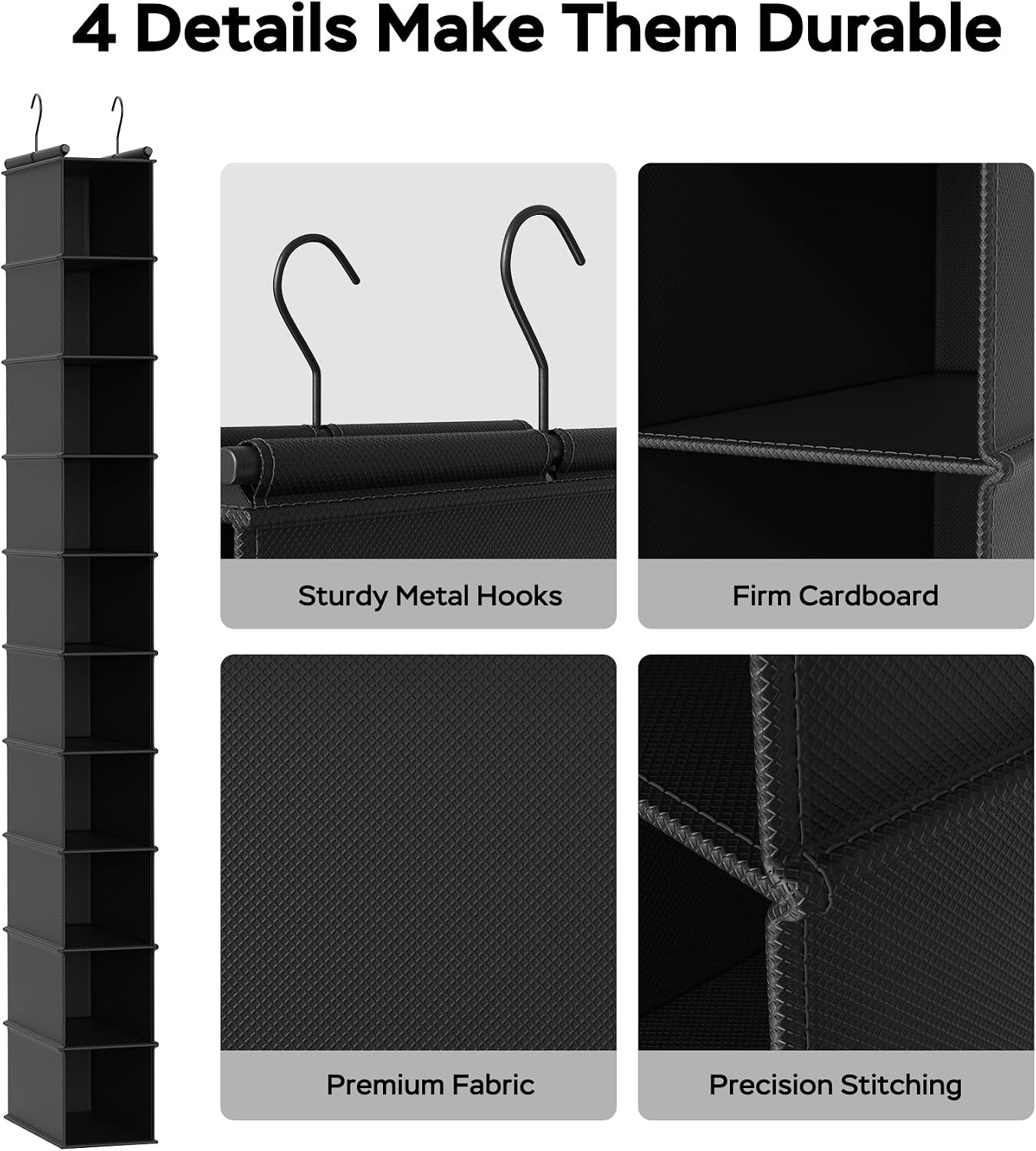 MAX Houser 10-Shelf Hanging Shoe Shelf Organizer, Hanging Shoe Storage for Closet,Pack of 2(Grey)