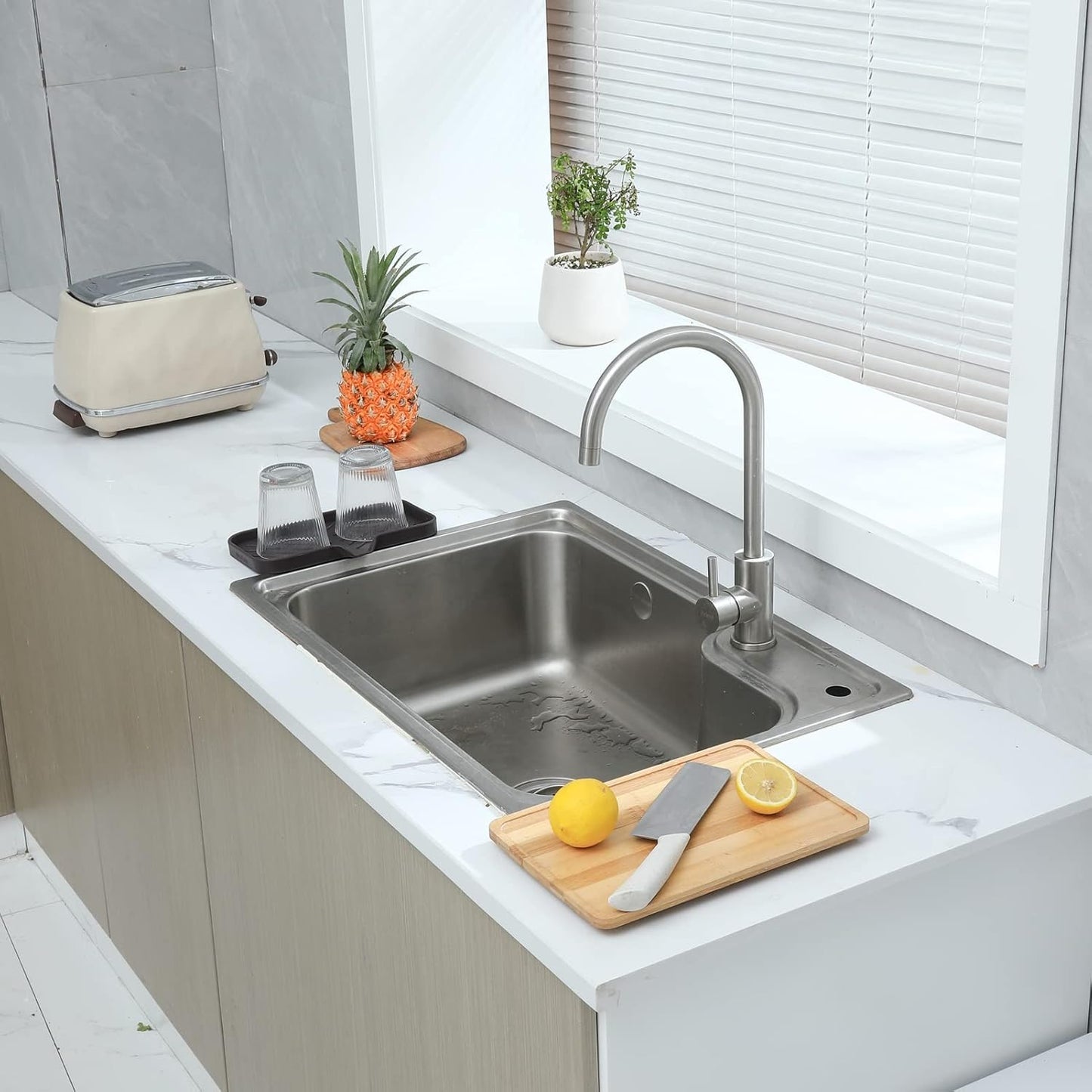 MicoYang Silicone Bathroom Soap Dishes with Drain Spout-Bathroom and Kitchen Sink Organizer,Sponge Holder,Dish Soap Tray,Perfect for Dispenser,Scrubber,Bottle,Cup on Sink or Counter-Coffee 4.9"×3.2"