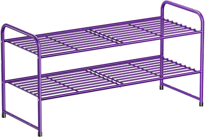 SUFAUY 2 Tier 33" Wide Shoe Rack, Closet Metal Wire, Stackable, Pink