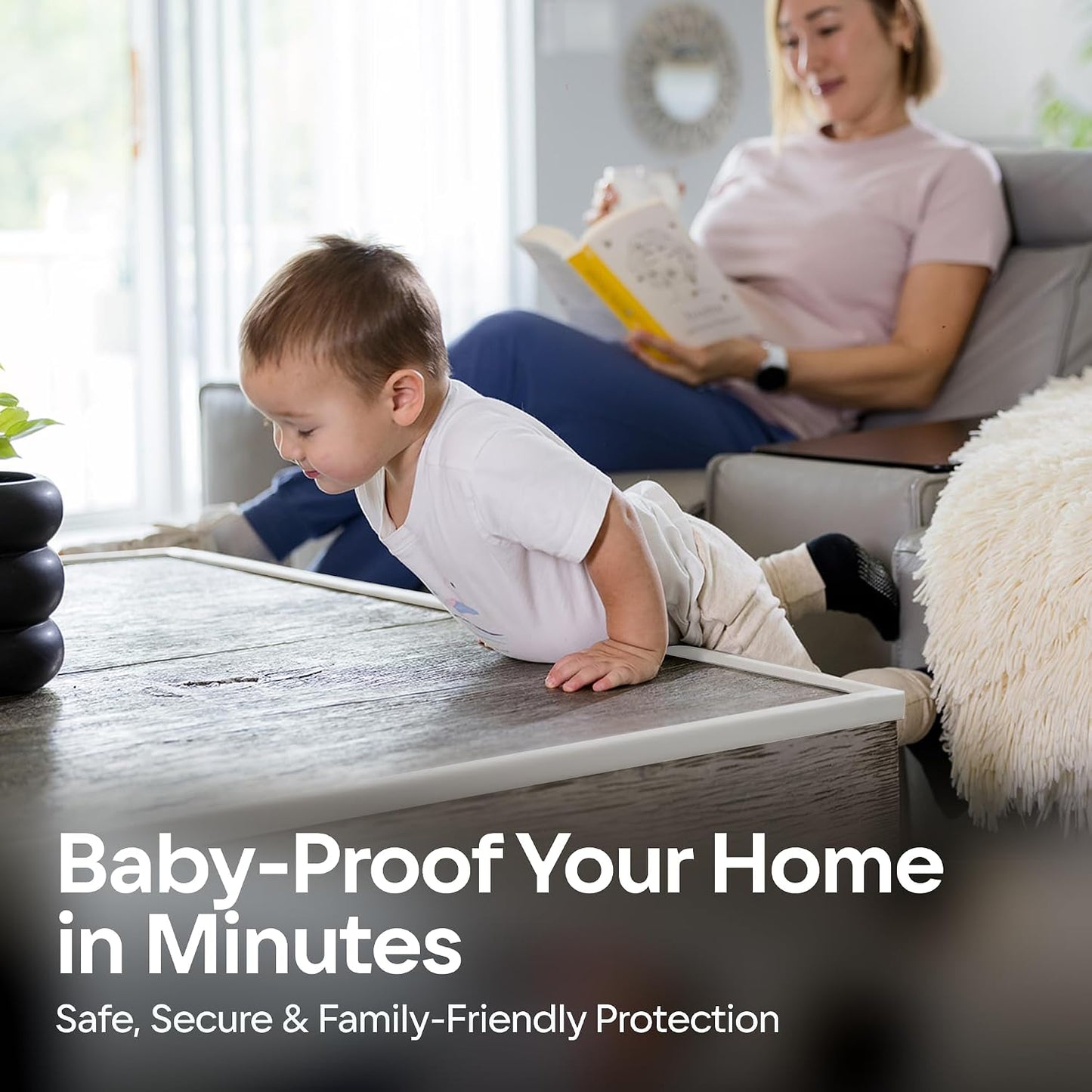 Premium 12ft Edge Protector for Baby, Odorless Foam Cushion with Strong Adhesive Tape, Non-Toxic to Baby Proof Corners and Edges, Wall Corner Protector & Desk Edge Cushion White