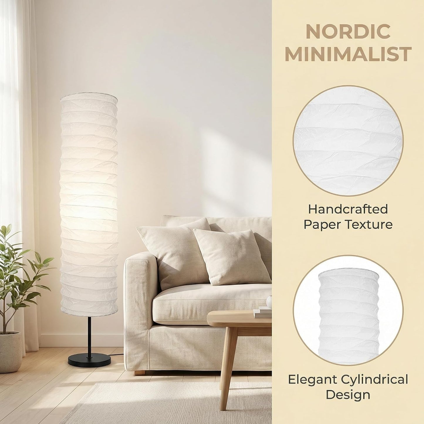 TOYANDONA Lamp Shade: Standing Paper Floor Lamp Shades Hanging Rice Paper Lampshade Replacement Foldable, Floor Light Cover Making Light Soft Ambient for Home, Bedroom Lighting Accessory (Minimalist)