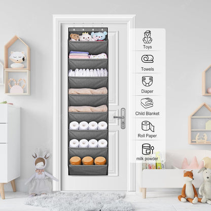 SLEEPING LAMB Over The Door Shoe Organizer for Closet with Large Deep Pockets, Narrow Shoe Rack for Door Hanging Boots Storage, Black