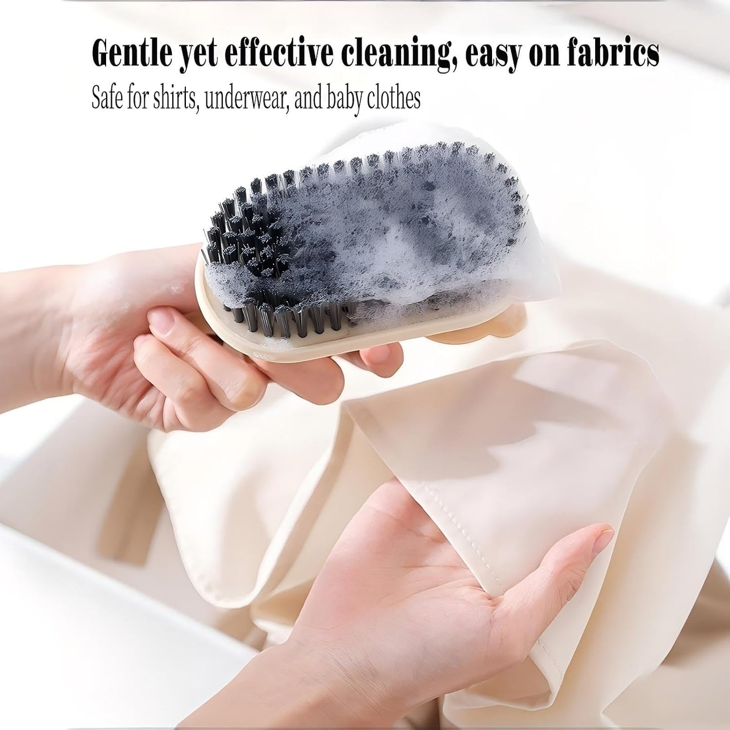 Little Bear Rotating Multi Functional Laundry Brush,Extended Bristle Cleaning Brush for Clothes, Carpet,Shoes, Etc(Khaki)