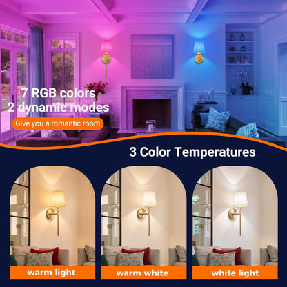 Battery Operated Wall Sconce Set Of Two with Remote Control, Indoor Not Hardwired Dimmable Battery Operated Wall Sconce Light Fixture with Fabric Linen Shade For Bedroom Living Room, Bulb Included ( C