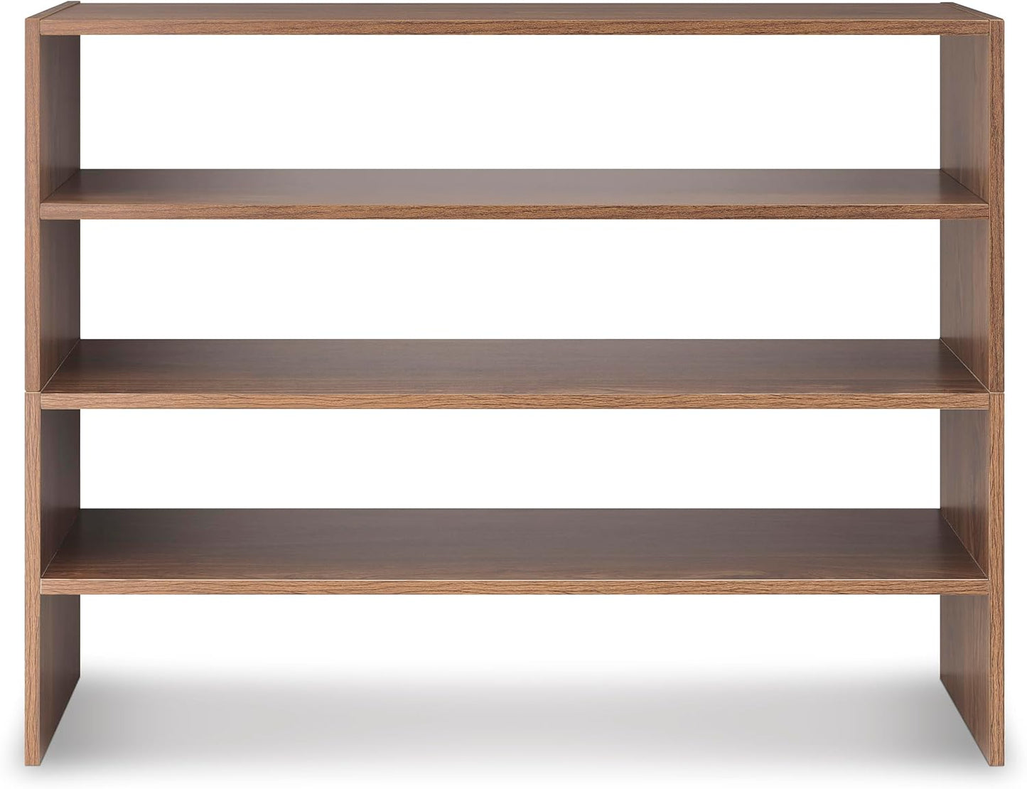 Whitmor Wood Stackable 2-Shelf Shoe Rack, White, 24 inches