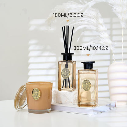M&SENSE 6.3 oz Large Reed Diffuser Set | Lime+Basil Scent Oil Diffuser with Sticks | Hotel Collection Non-Toxic Home Fragrance |for Bedroom Bathroom Living Room - Colors A