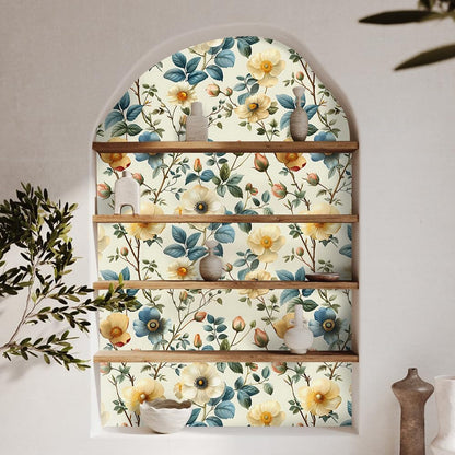 Floral Peel and Stick Wallpaper, 17.71" x 118.1" - Removable, Waterproof, Decorative Vinyl Wallpaper for Bedroom, Living Room