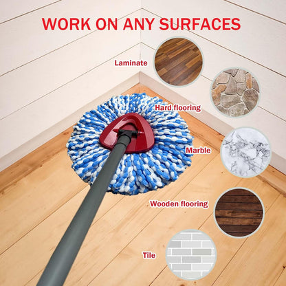 4 Pack Mop Replace Heads Compatible for OCeda, Spin Mop Refill Head Replacement for RinseClean 2-Tank System - Fluffy Microfiber, Machine Washable and Easy to Replace