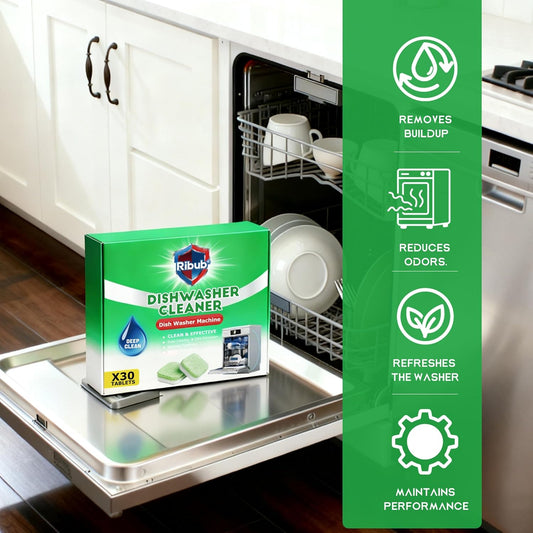 Dishwasher Cleaner Tablets, 30 Pack, Helps Reduce Limescale, Grease & Odors, Supports Hard Water Buildup, for Dishwasher Spray Arms, Filters & Drains, Tea Tree Oil