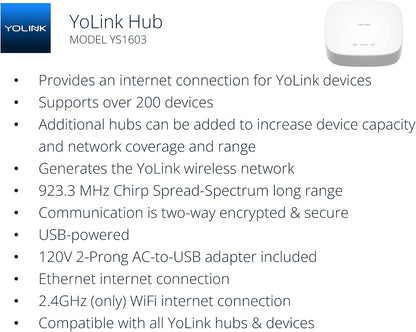 YoLink Water Leak Starter Kit: Hub + 4 Leak Sensor 1 (Silent), LoRa Long-Range, App/SMS/Email Alerts, D2D Offline Triggers, 2 AAA Up to 5-Year Battery, Compatible with Alexa/IFTTT/Home Assistant