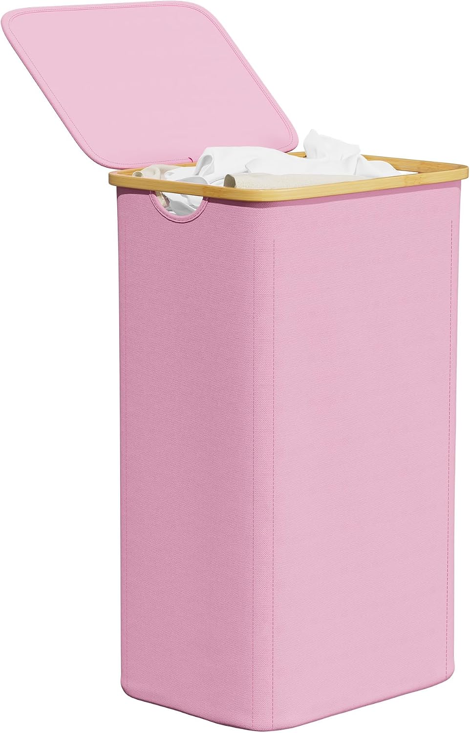 SpaceAid Double Laundry Hamper 2 Section with Lid and Removable Laundry Bags, 160L Clothes Basket with Bamboo Handles, Large Collapsible Hamper for Bedroom, Bathroom, Dorm, Laundry Room - White