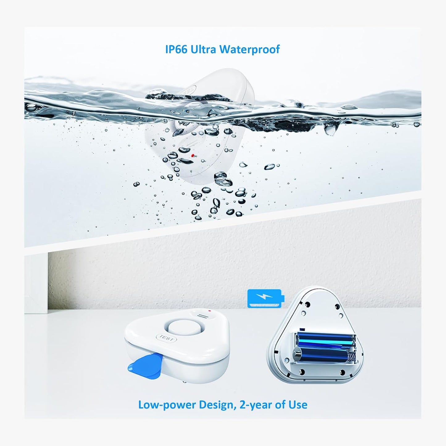 5 Pack Water Leak Detectors for Home, Stechro 4 Levels Adjustable Audio 0-120dB Water Sensor Alarm Leak Detector with Leak and Drip Alert, IP66 Water Leak Sensor for Basements Kitchen Sink Laundry