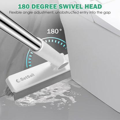 SetSail Floor Scrub Brush with 51-Inch Long Adjustable Handle 2 in 1 Scrape Brush Stiff Bristle Floor Scrubber for Cleaning Shower Bathroom Garage Kitchen Wall Deck Tub Tile
