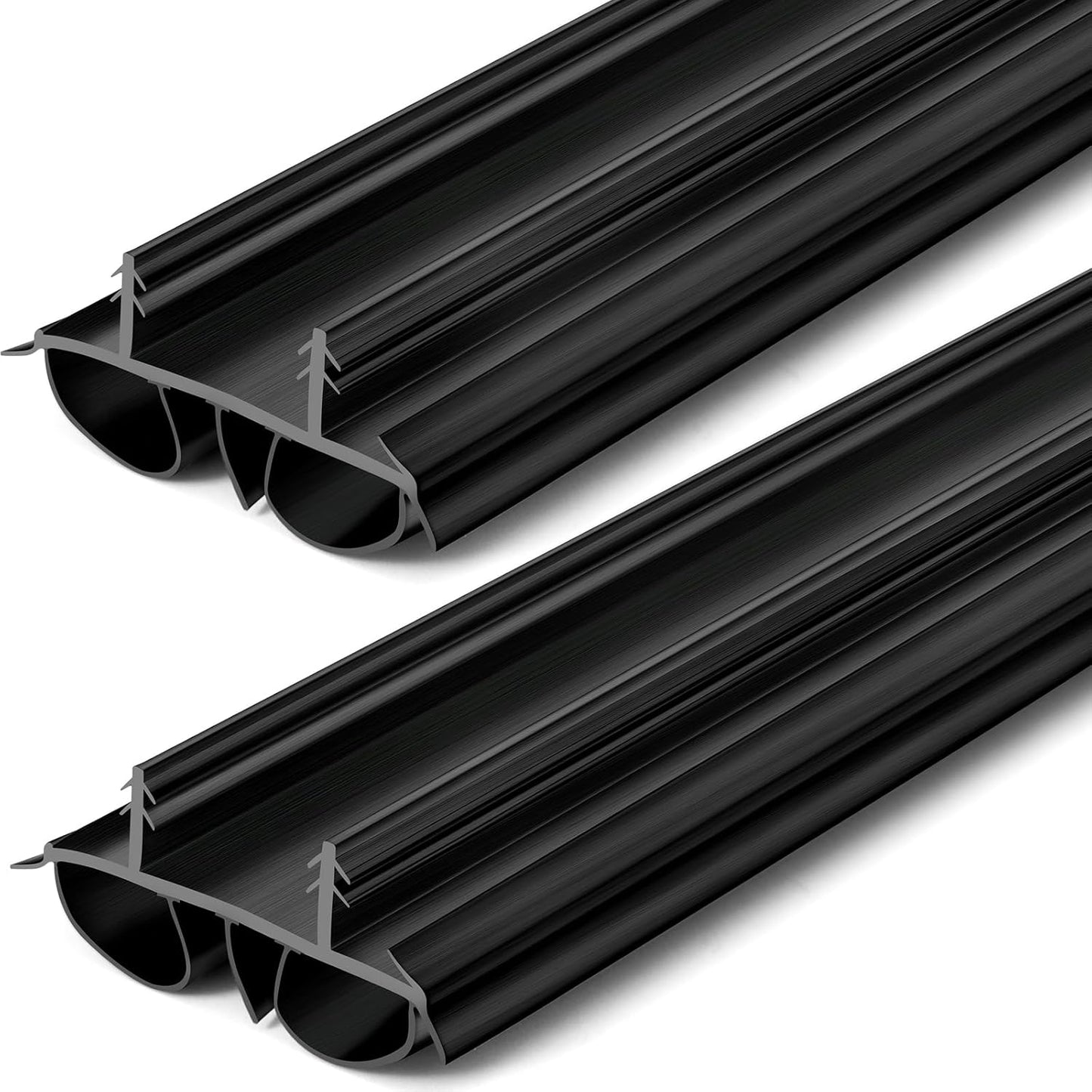 Pushglossy 2 Pcs 48" Double Bubble Kerf Door Sweep 1-3/4" Wide Vinyl Weatherstrip Seal for Exterior Doors, Energy Efficient Draft Stopper, Easy Slide in Installation(White)