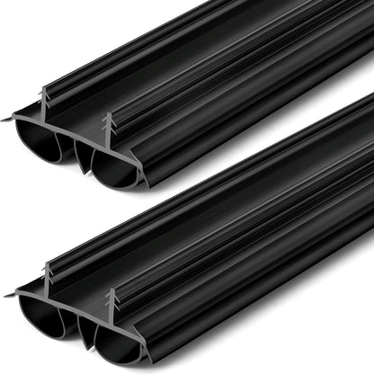 Pushglossy 2 Pcs 48" Double Bubble Kerf Door Sweep 1-3/4" Wide Vinyl Weatherstrip Seal for Exterior Doors, Energy Efficient Draft Stopper, Easy Slide in Installation(White)