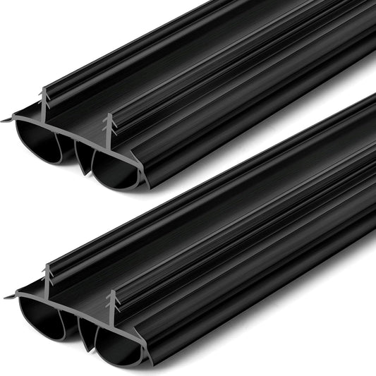 Pushglossy 2 Pcs 48" Double Bubble Kerf Door Sweep 1-3/4" Wide Vinyl Weatherstrip Seal for Exterior Doors, Energy Efficient Draft Stopper, Easy Slide in Installation(White)