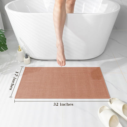 chakme Bathroom Rugs Mat 24x17, Ultra Thin Non Slip Bath Mat Small Quick Dry Absorbent Bath Mat for Bathroom Floor, (Dark Beige, 24"x17")