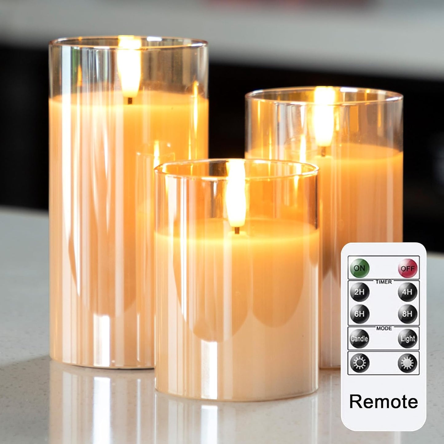LUSHARBOR Flameless Candles with Remote, 3 Pack Battery Operated Candles Flickering Real Wax LED Fake Pillar Candles with Timer for Wedding Home Party, White