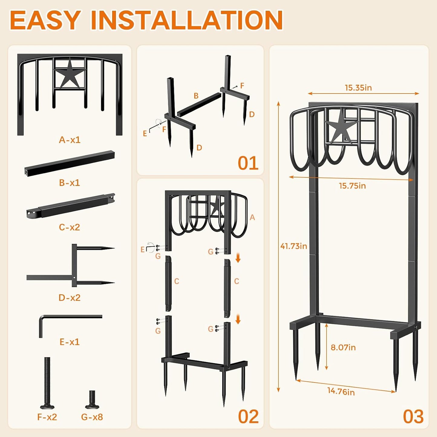 Garden Hose Holder Wall Mount, Heavy Duty Metal Water Hose Rack for Outside, Holds Up to 150FT, Storage Organizer, Easy Install, Black