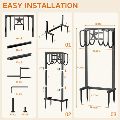 Garden Hose Holder Wall Mount, Heavy Duty Metal Water Hose Rack for Outside, Holds Up to 150FT, Storage Organizer, Easy Install, Black