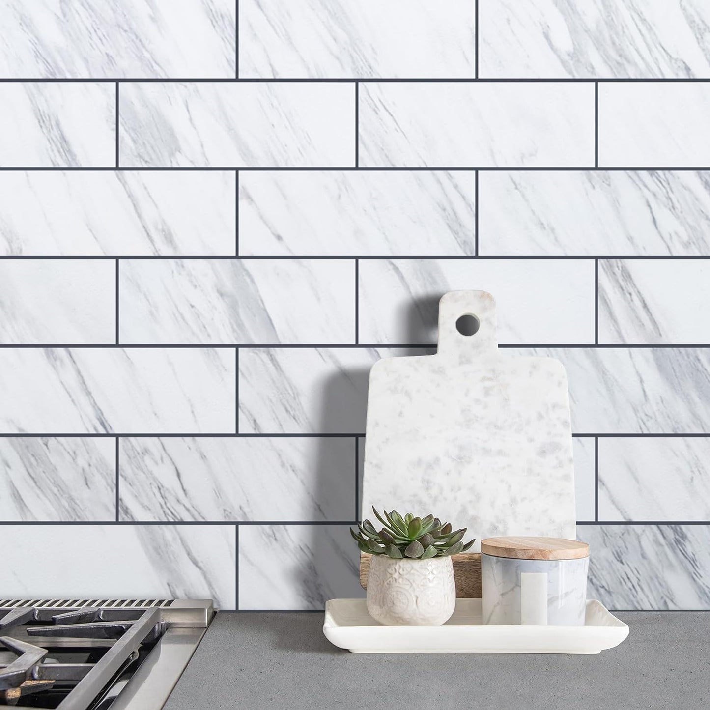 AULIGET 6" x 12" Black Slate Peel and Stick Backsplash Wall Tiles, PVC Faux Stone Stick on Tiles for Backsplash Kitchen, Bathroom, Laundry Room, Camper, Fireplace (Pack of 20)