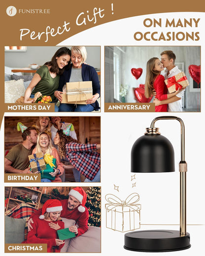 Candle Warmer Lamp Wood with Timer, Dimmable Electric Candle Lamp Warmer for Jar Candles, 2*35 Watt Bulb, Mothers Day Birthday Gifts for Women Men, Decorative Wooden Candle Lamp for Bedroom Home Decor