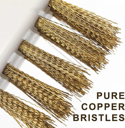 Kitchen Cleaning Scrub Brush - Deep Gas Stove Brass Wire Brushes with Stiff Bristles & Cooktop Scraper, Scrubber for Range Hood Grease Grime, Rust Cleaner for Pot Pan, Household Cleaning Tools