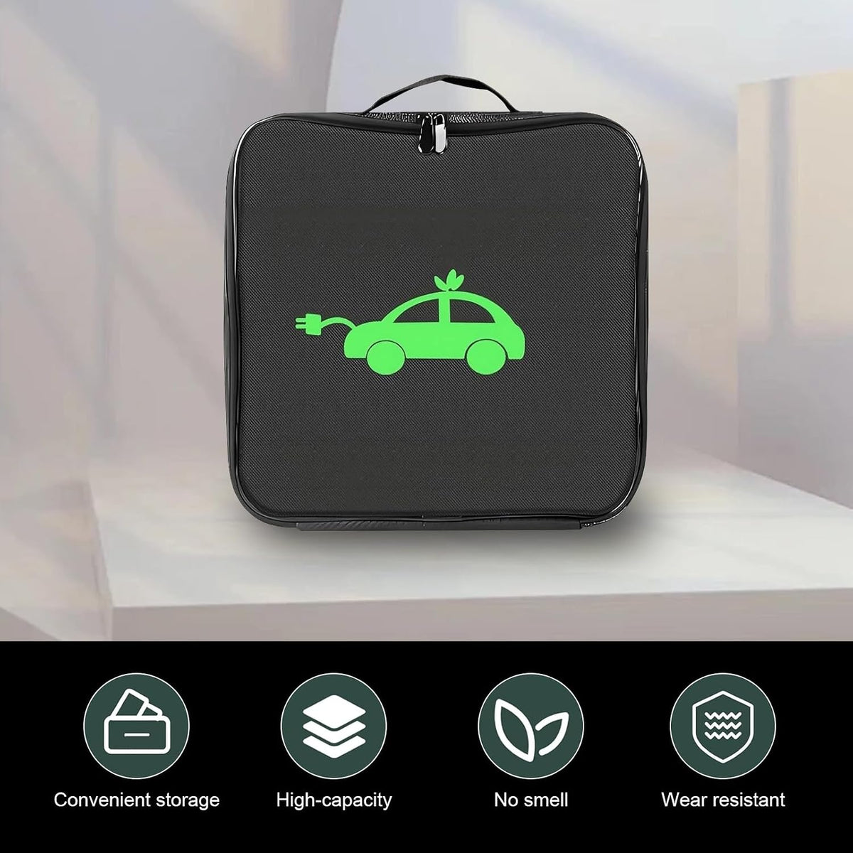 Charger Bag, Portable EV Charging Cable Bags, Waterproof Oxford Cloth Storage Bag for Charger, Jumper Cables, Cords (Rectangular)