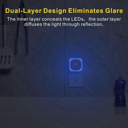 YUNLEX 2 Pack Plug in Red Sleep Night Light with Motion Sensor & Dusk to Dawn Sensor, Soft Glow, 0% Blue Light, Dimmable, Auto On/Off, LED Lights for Bedroom, Kids, Bathroom, Hallway, as Mother Gifts