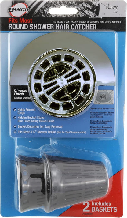Danco Snap-in Shower Drain Cover with in-Drain Hair Catcher, 4-1/4" Round, White Strainer, (10533)