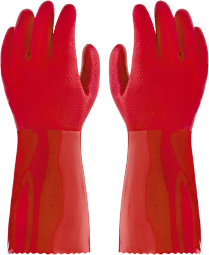 Kitchen-Star Ultimate Rubber Household PVC Gloves with Comfortable Cotton Lining, Anti-Slip surface, Kitchen Dishwashing, Extra Thickness, Kitchen Cleaning, Working, Painting, PetCare (X-Large, Green)