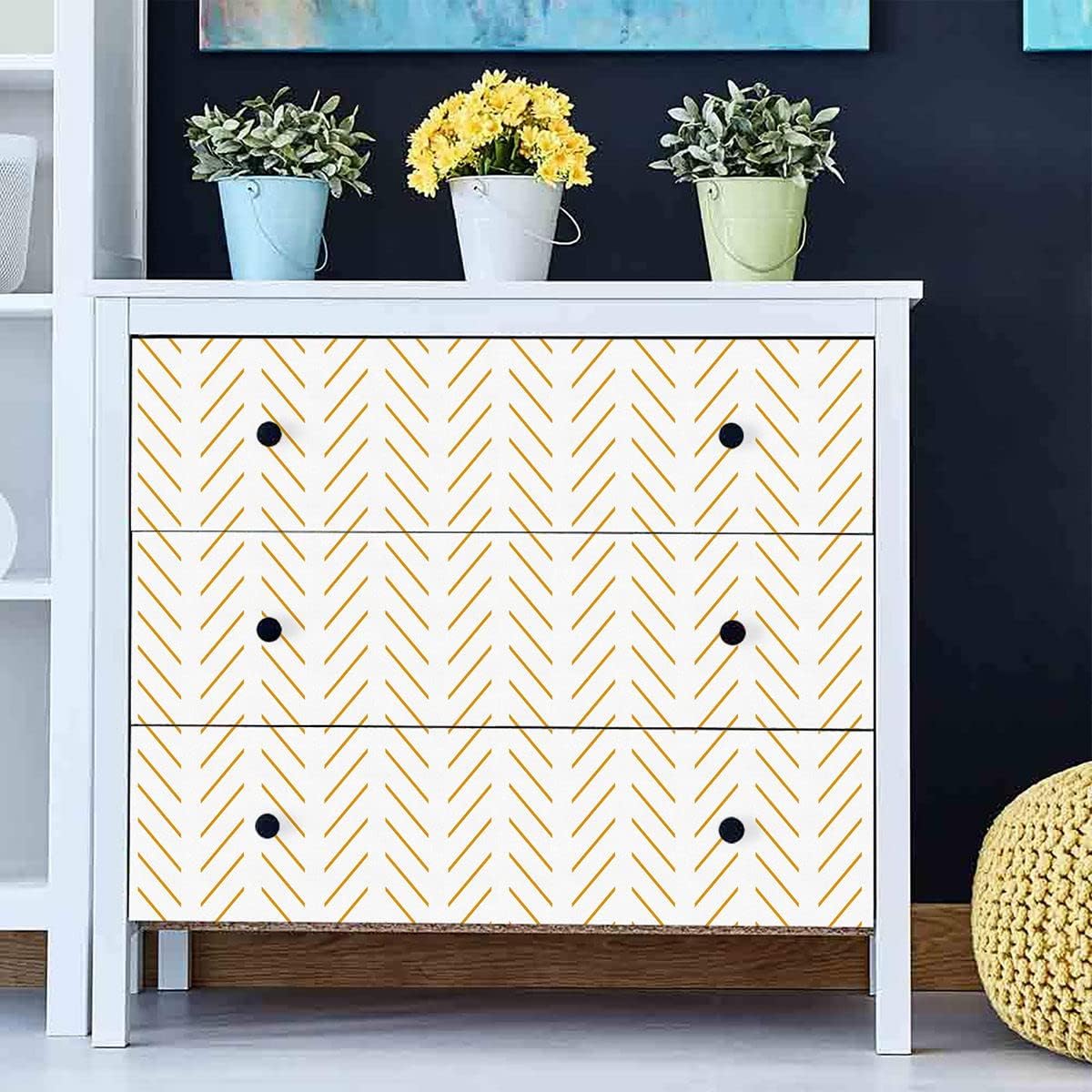 Erfoni Black and White Peel and Stick Wallpaper Modern Herringbone Contact Paper Bathroom 17.7inch x 118.1inch Geometric Removable Wallpaper Peel and Stick Self Adhesive Contact Paper for Accent Wall