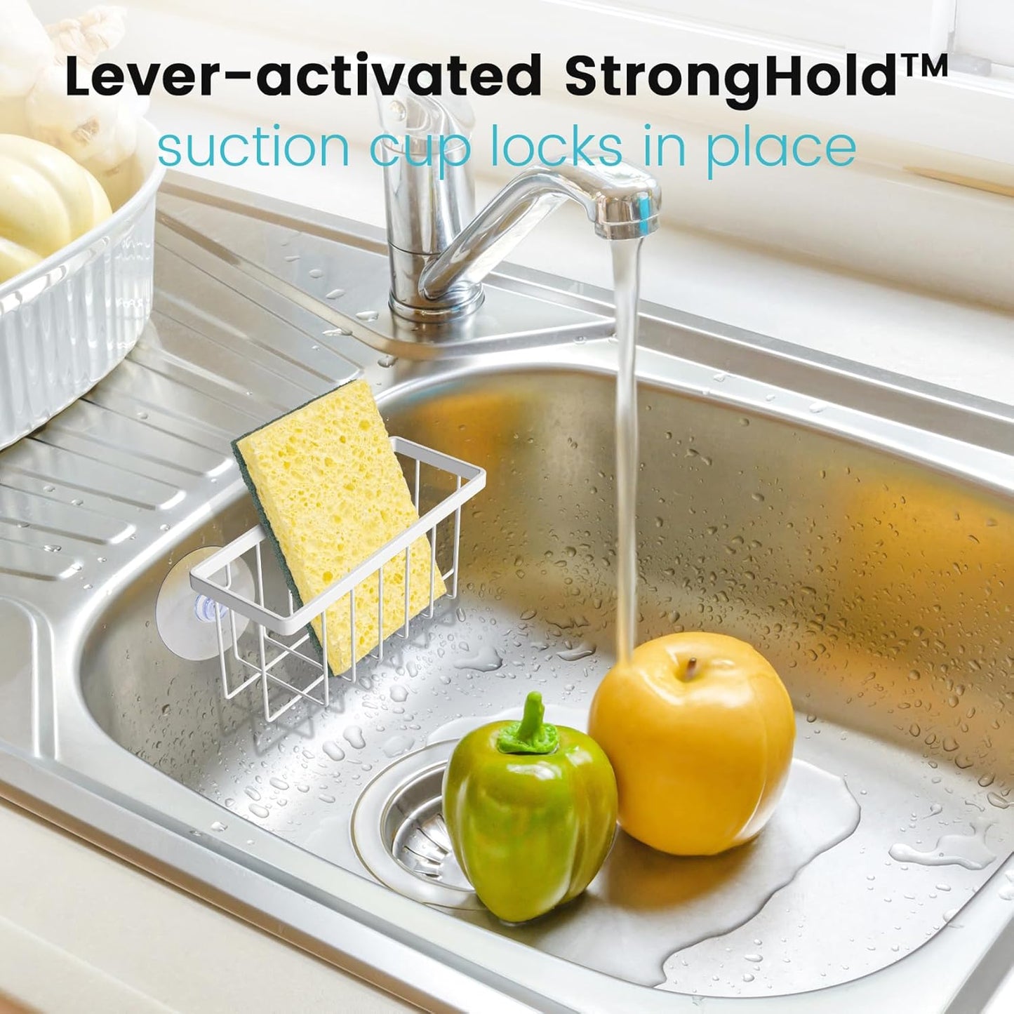 HLOOL Sponge Holder for Kitchen Sink, Kitchen Sink Sponge Holder,Sink Caddy,Dish Soap Holder （Mat Silver）