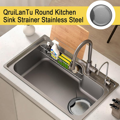 2pcs Kitchen Sink Drain Basket, 3 1/4 '' 304 Stainless Steel Drainage Filtration Basket with Handle for Kitchen Sink Strainer Replacement