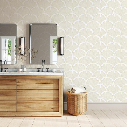 Tempaper x Novogratz Waverly Blue Feather Palm Removable Peel and Stick Wallpaper, 20.5 in X 16.5 ft, Made in The USA
