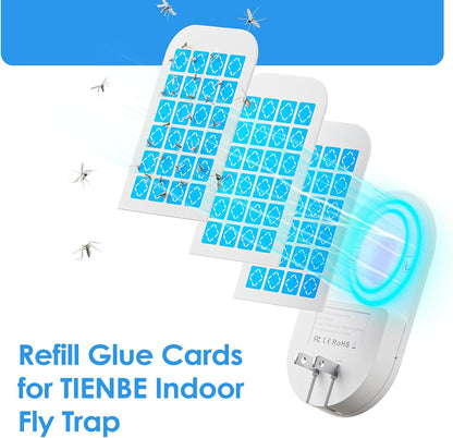 Fly Trap Indoor, 3 in 1 Plug-in Fruit Fly Trap,1 Trap White and 5 Glue Cards, Fruit Fly Traps for Indoors, Flying Insect Trap for Gnat, Moth, Mosquito, Suitable for Every Part of The Home