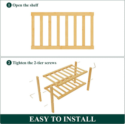 Smiry Bamboo Shoe Rack for Closet, 3 Tier Wooden Shoe Organizer, Stackable Wood Shoe Storage Shelf for Entryway, 14 Vertical Slats, One-piece Heavy-Duty Legs, 26.77"x11.02"x18.31", Natural