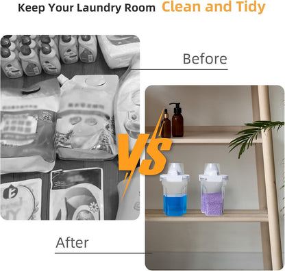 G2 GO2GETHER Laundry Detergent Container,2Pack -68oz Laundry Detergent Dispenser with 5 labels for Laundry Room, Laundry Scent Beads, Powder,Bleach,Soap,Fabric Softener Storage and Organization.