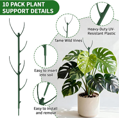 30Pcs Plant Stakes for Indoor Plants, Stackable Monstera Stake with Stem Supports & Garden Wire for Monstera, Pothos, Money Plant, Outdoor Plants