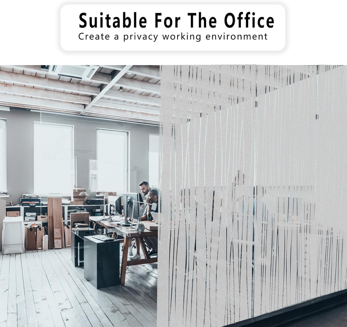 Finnez Frosted Window Film Non-Adhesive, Frosting Privacy Film for Glass Windows, Self Static-Cling Decorative Window Cling for Home Office UV Protection Cross Pattern 17.5 x 78.7 inches