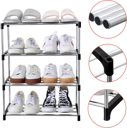 Jucaifu Stackable Small Shoe Rack, Entryway, Hallway and Closet Space Saving Storage and Organization (3-Tier, White)