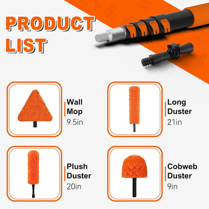 SISUPASSIE 20FT Duster Cleaner Kit, Dusters for Cleaning with Extension Pole, Baseboard & Wall and Window Cleaner Mop for Fan Blades, High Ceiling and Cobweb