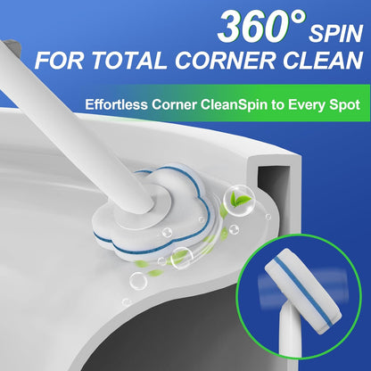 Disposable Toilet Brush and Plunger Set, Dual Handdle Toilet Plunger, All-in-1 Bathroom Cleaning Kit with 18PCS Refills, Toilet Cleaning Stick and Ventilated Holder