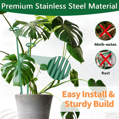 Telescoping Monstera Plant Support Stakes, 12.5IN to 48.4IN Adjustable Length, Extendable Plant Stakes for Indoor Plants, Premium Stainless Steel Material Plants Sticks for Orchids, Tomatoes- 3Pack